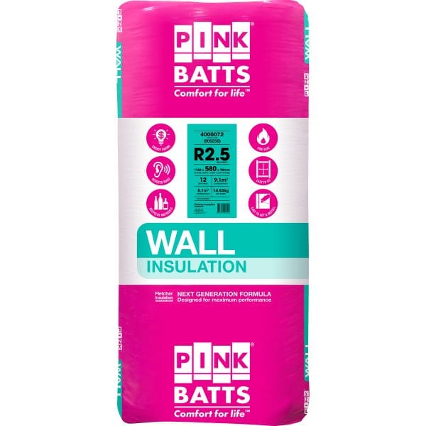 Fletcher Pink Batts Wall R2.5 HD 1160 x 580 x 90mm